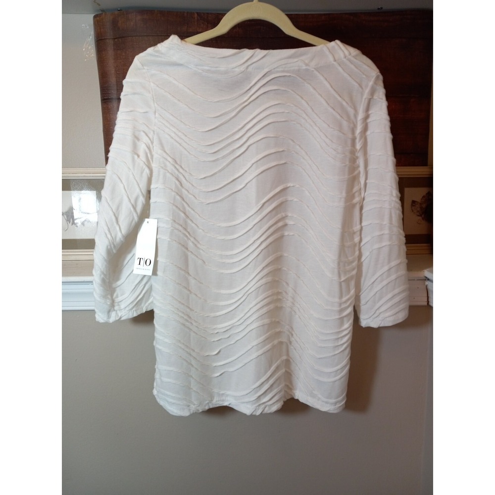 Thomas Olivia Womens White French Twist 3/4 Sleeve Shirt Size Medium - Picture 5 of 13